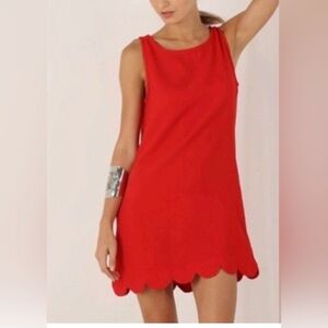 Kate Spade Red Scallop Hem Mini Dress